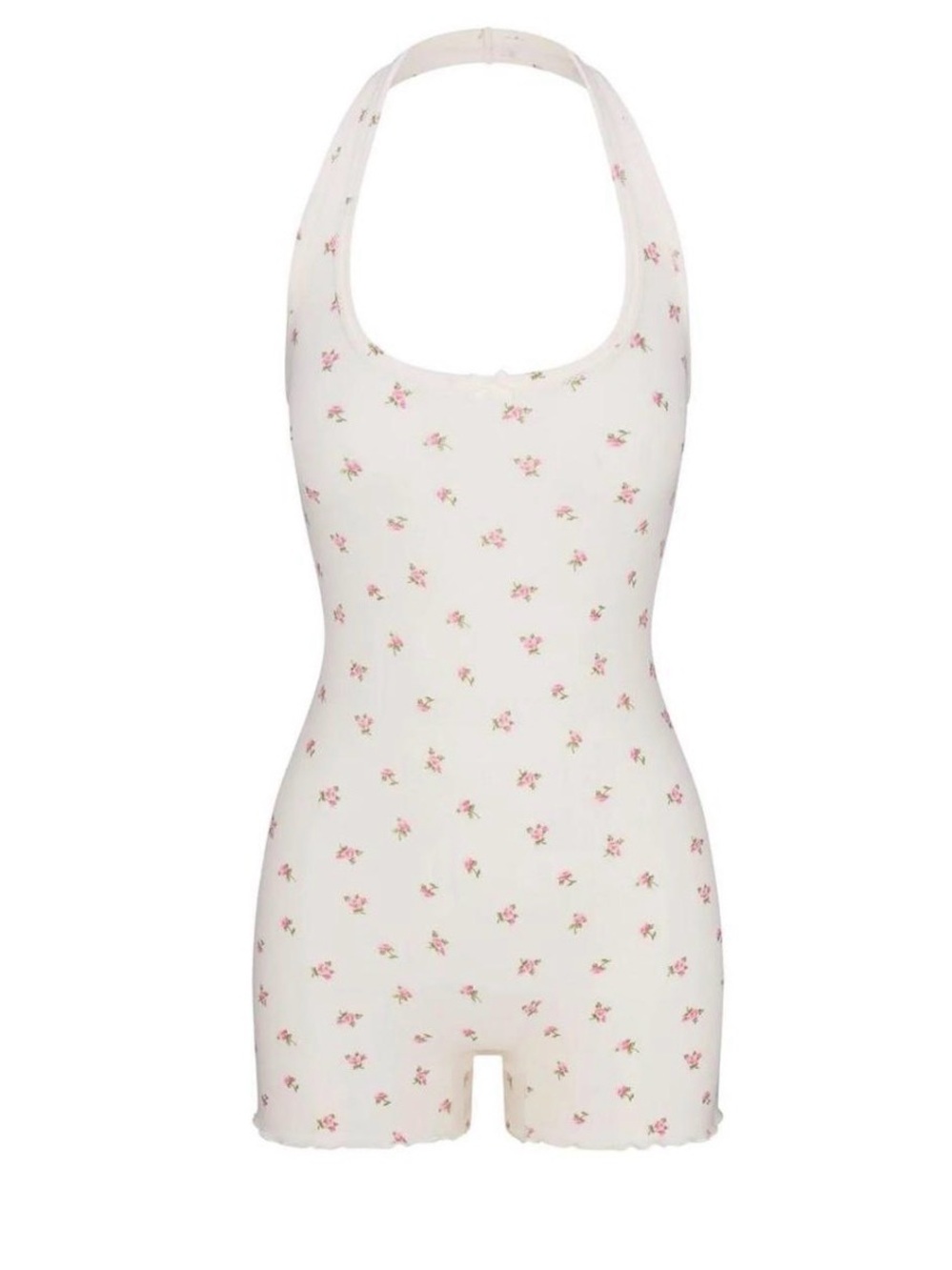 NWT Skims Pointelle Halter Onesie Marble Pink Rosebud Print Size 2XL